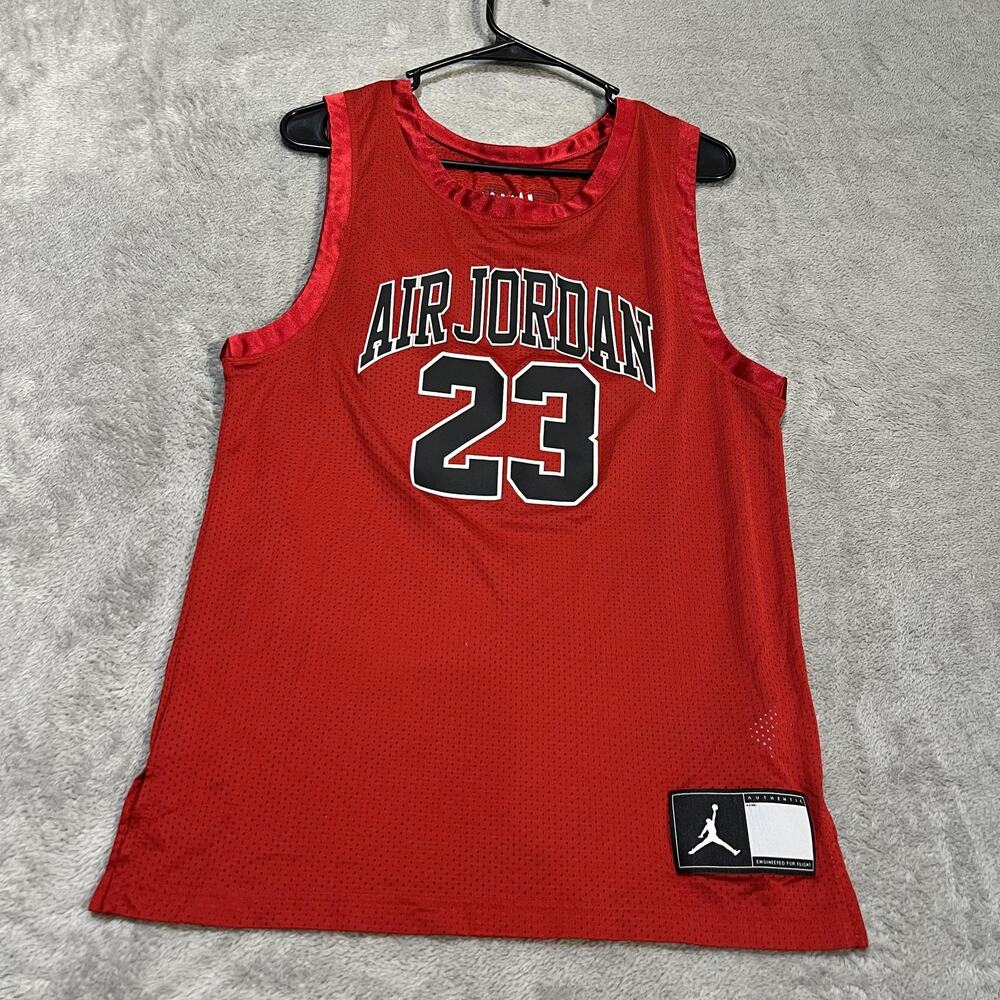 Jordan Tank Top Mens Small Red Air Jordan 23 Mesh Basketball Jersey Graphic